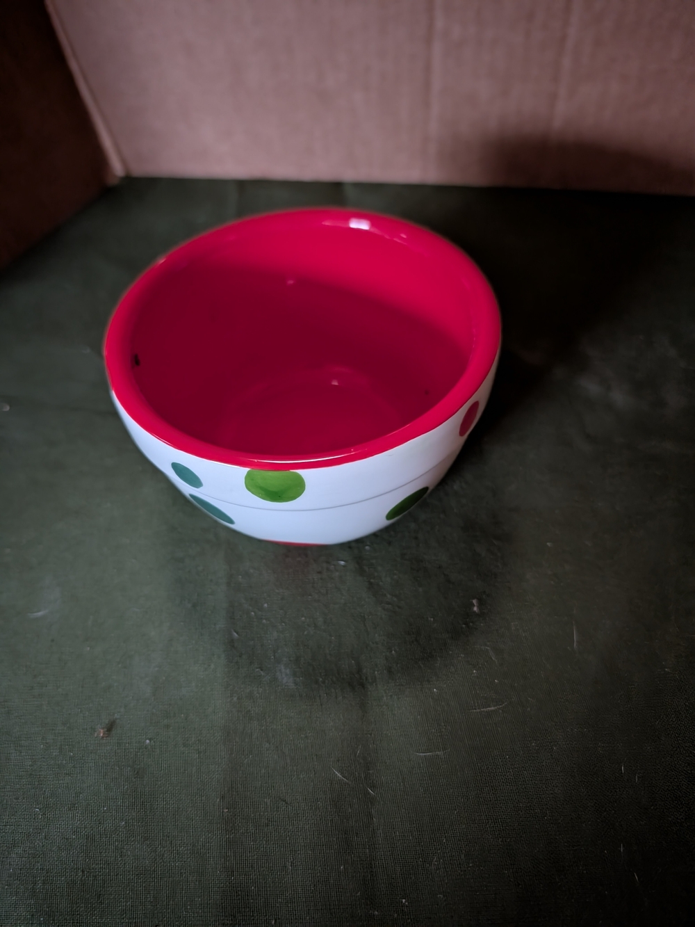 Colorful Polka Dot Ceramic Bowl - Pink Interior